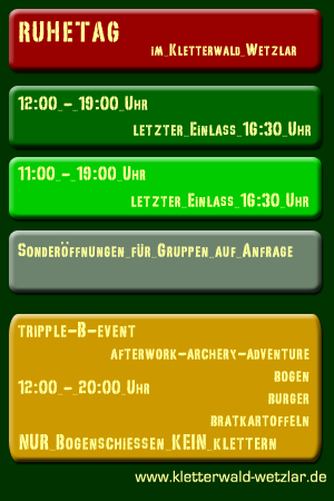 Öffnungszeiten Kletterwald Wetzlar