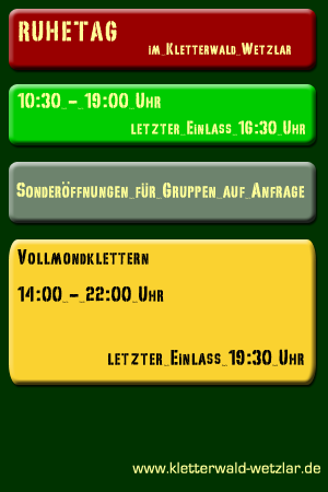 Öffnungszeiten Kletterwald Wetzlar